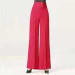 Women’s High Waist Wide Leg Pants with Button Detail | Elegant Statement Women’s Trousers - 图片 2