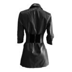 Women’s Faux Leather Blazer Mini Dress | Belted Wrap Bodycon Dress with 3/4 Sleeves - 图片 5