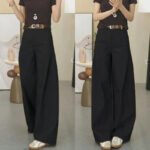 High Waist Wide Leg Brown Pants for Women – Tailored Relaxed Fit Casual & Office Trousers - 图片 4