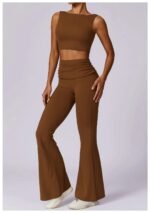 High-Waisted Flared Active Pants with Sculpting Fit – Neutral Beige - 图片 14