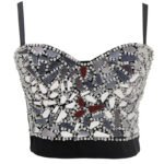 Black Sequin Corset Top for Women – Beaded Bustier Crop Top with Straps | Glam Night Out Top - 图片 16