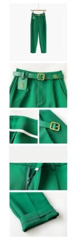 Luxury High-Waist Belted Wide-Leg Trousers for Women – Elegant Tailored Office & Casual Chic Pants with Statement Belt - 图片 9