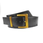 Wide Faux Leather Waist Belt with Gold Square Buckle – Statement Cinch Belt for Dresses & Coats - 图片 5