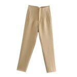High Waist Tapered White Pants for Women – Elegant Tailored Ankle-Length Office Trousers - 图片 18