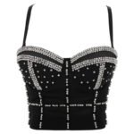 Black Sequin Corset Top for Women – Beaded Bustier Crop Top with Straps | Glam Night Out Top - 图片 21