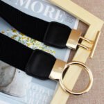 Luxury Wide Elastic Waist Belt for Women | Gold Buckle Stretch Belt in Black, Red & White - 图片 3