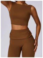 High-Waisted Flared Active Pants with Sculpting Fit – Neutral Beige - 图片 18