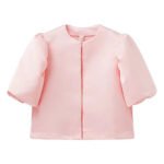 Solid Satin Balloon Sleeve Blouse for Women | Puff Sleeve O-Neck Single-Breasted Loose Fit Top - 图片 8