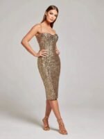 Modern Sequin Metallic Corset Dress – Women’s Sexy Sleeveless Slim-Fit Tube Top Party Sheath Dress - 图片 7