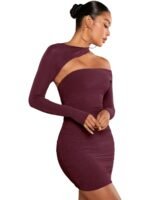 Burgundy Cut-Out Ruched Mini Dress - 图片 4