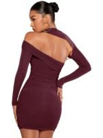 Burgundy Cut-Out Ruched Mini Dress - 图片 5