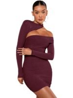 Burgundy Cut-Out Ruched Mini Dress - 图片 6