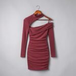 Burgundy Cut-Out Ruched Mini Dress - 图片 7