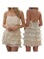 Elegant Layered Ruffle Mini Dress – Summer Polka Dot Sleeveless Look - 图片 13