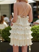 Elegant Layered Ruffle Mini Dress – Summer Polka Dot Sleeveless Look - 图片 8