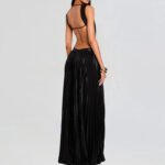 Elegant Pleated Maxi Dress – Available in Black, Peach, and Light Blue - 图片 3