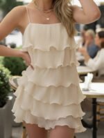 Elegant Layered Ruffle Mini Dress – Summer Polka Dot Sleeveless Look - 图片 12