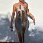 Luxury Draped Halter Maxi Dress – Shimmer Evening Gown for Elegant Women | subailili - 图片 8