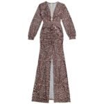 Luxury Leopard Print Cut-Out Maxi Dress – Deep V Long Sleeve Bodycon Gown - 图片 6