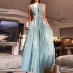 Elegant Pleated Maxi Dress – Available in Black, Peach, and Light Blue - 图片 10