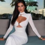 Elegant Cut-Out White Bodycon Maxi Dress – Long Sleeve High Neck Evening Dress for Women - 图片 9
