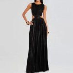 Elegant Pleated Maxi Dress – Available in Black, Peach, and Light Blue - 图片 9