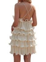 Elegant Layered Ruffle Mini Dress – Summer Polka Dot Sleeveless Look - 图片 5