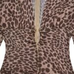 Luxury Leopard Print Cut-Out Maxi Dress – Deep V Long Sleeve Bodycon Gown - 图片 10