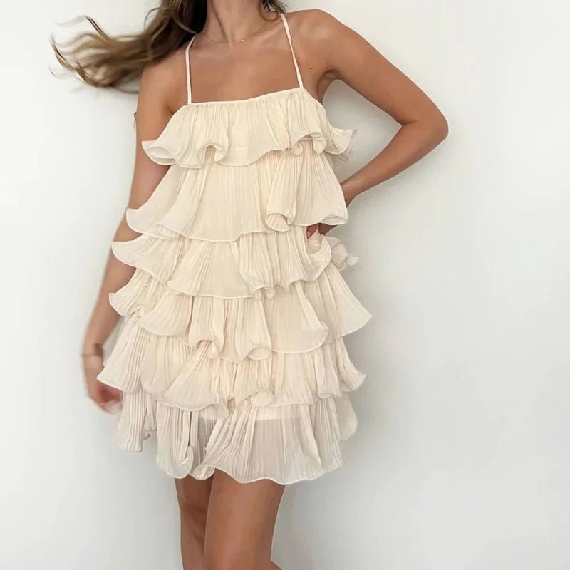 Seb7ada0687244595b9c6d091120d9be6s Elegant Layered Ruffle Mini Dress – Summer Polka Dot Sleeveless Look - 图片 1